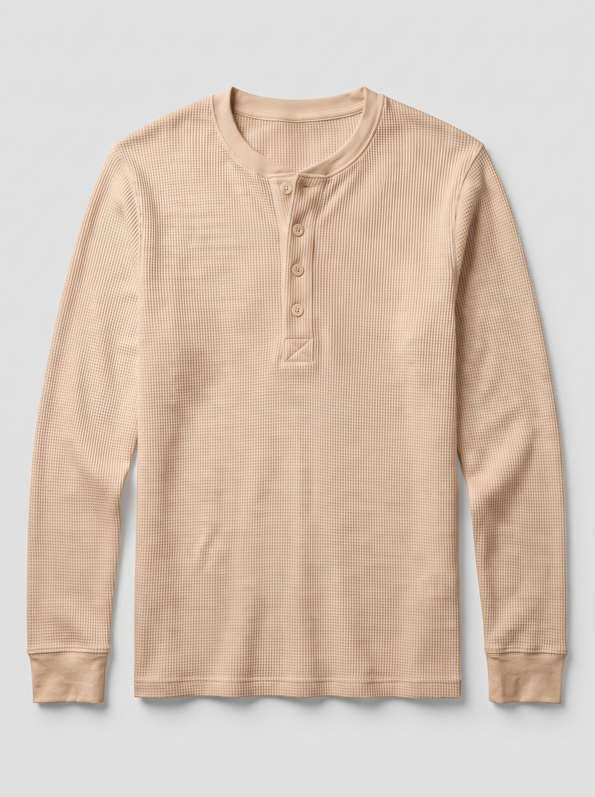Women Knitted Henley Shirt - Beige