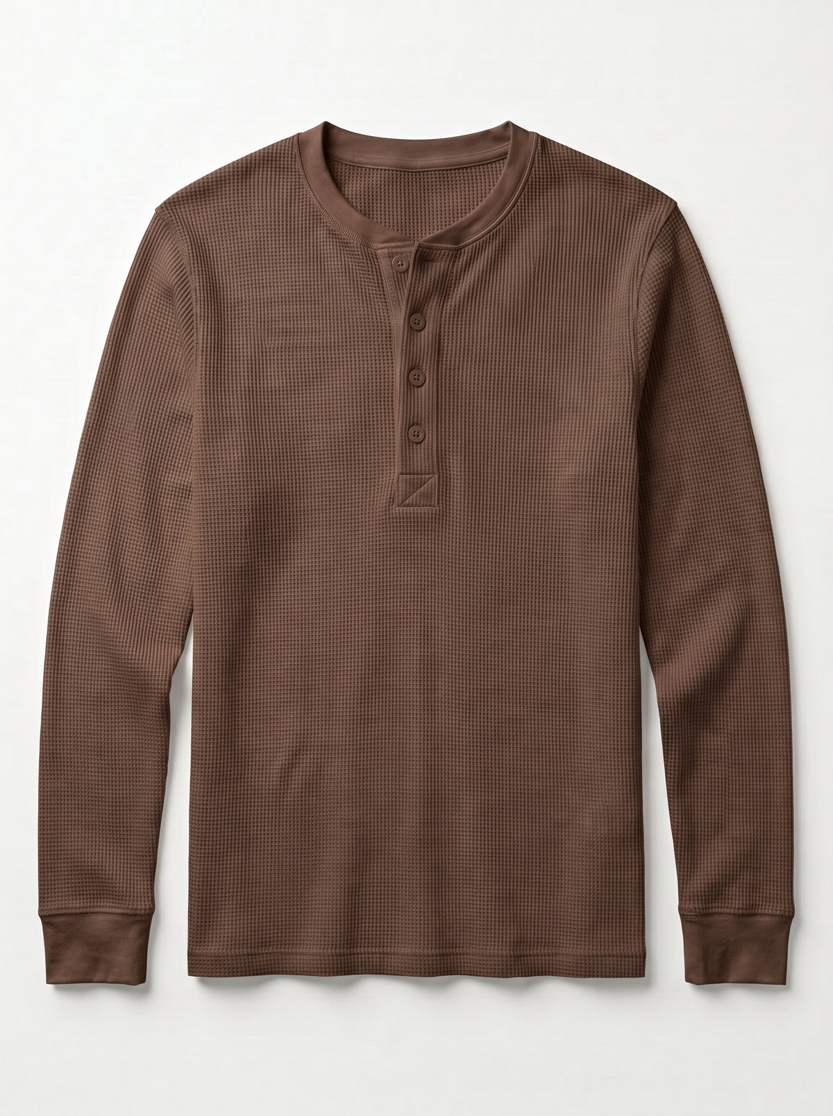 Women Knitted Henley Shirt - Brown