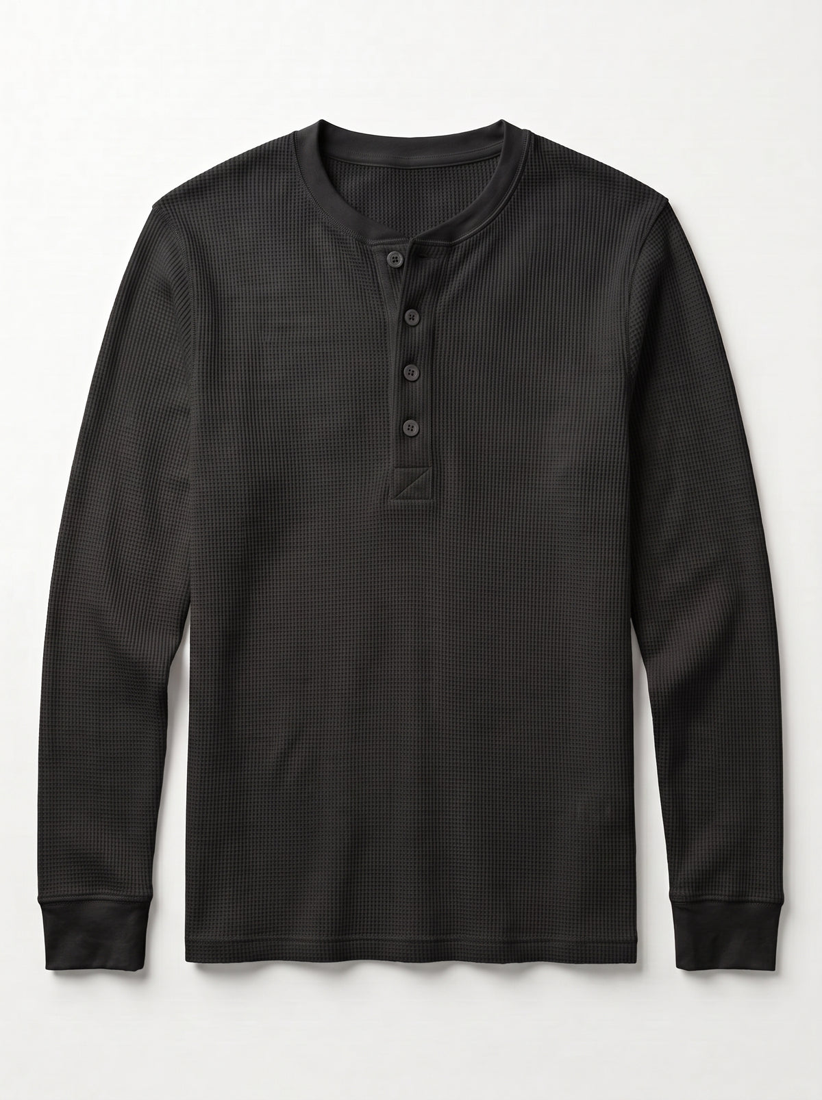Women Knitted Henley Shirt - Black