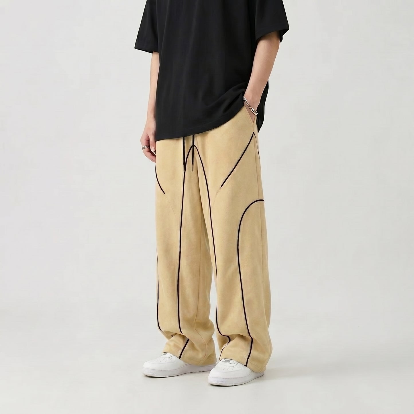 FLEXLINE BAGGY TROUSER - BIEGE WITH BLACK