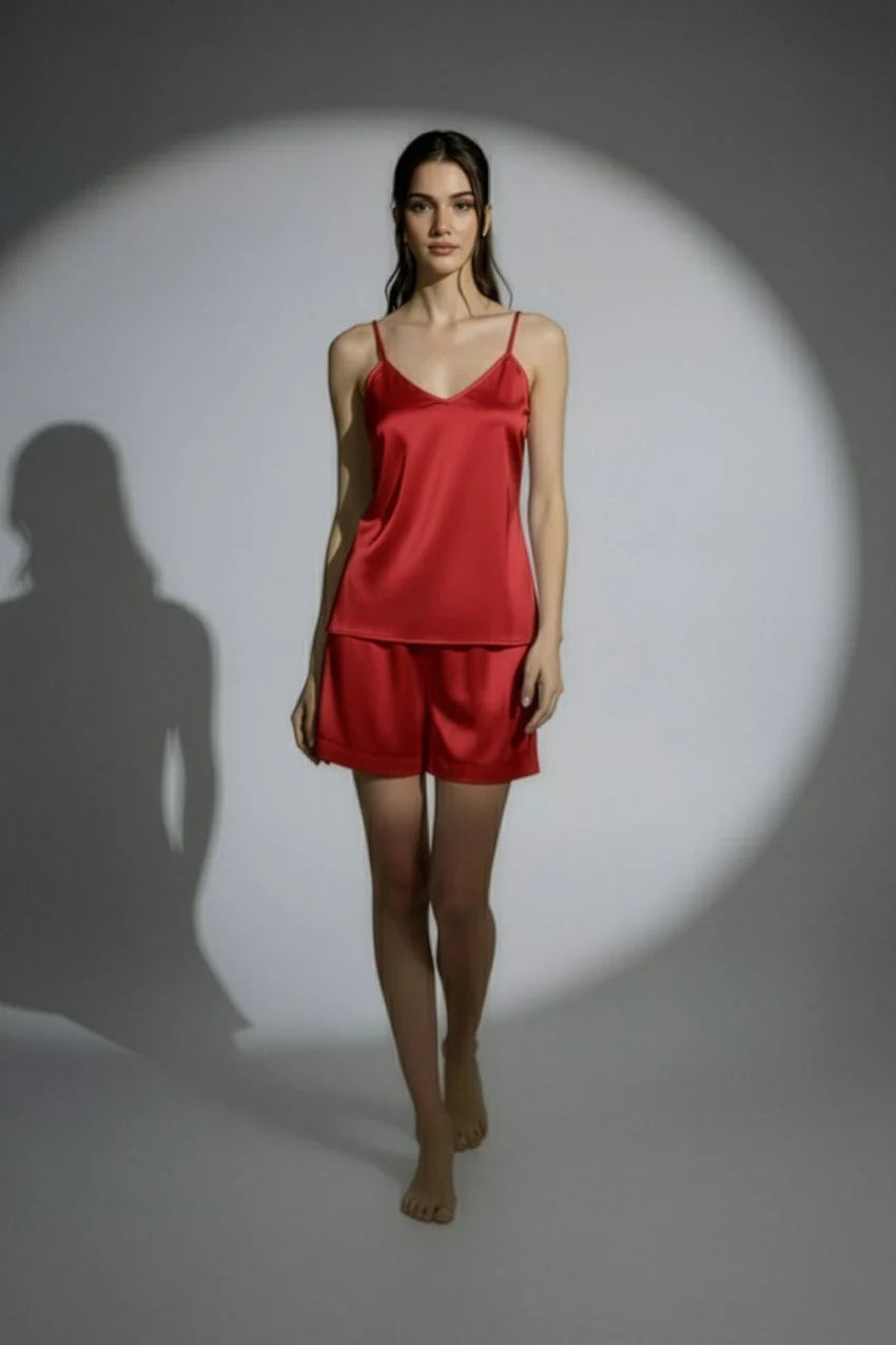 Midnight Camisole Silk PJ Set - Red