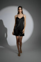 Midnight Camisole Silk PJ Set - Black