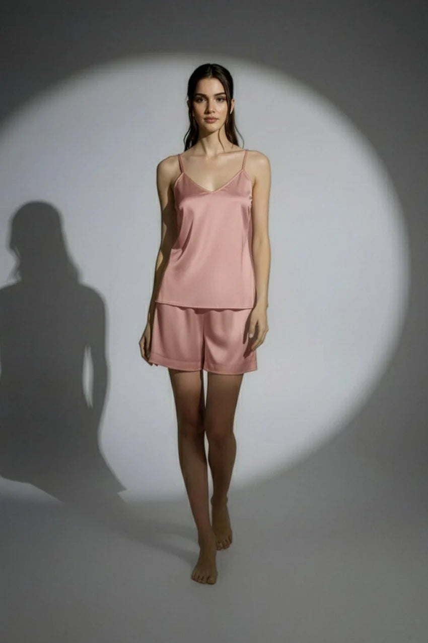 Midnight Camisole Silk PJ Set - Dusty Rose