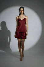 Midnight Camisole Silk PJ Set - Maroon