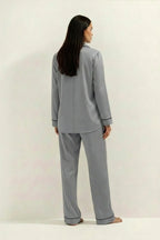 Silky Button Down Pajamas Set- GREY