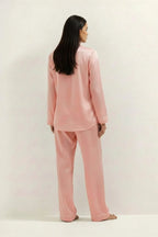 Silky Button Down Pajamas Set- Dusty Rose