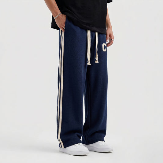 Side Stripe Embroidery Trouser - Navyblue