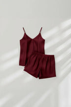 Midnight Camisole Silk PJ Set - Maroon