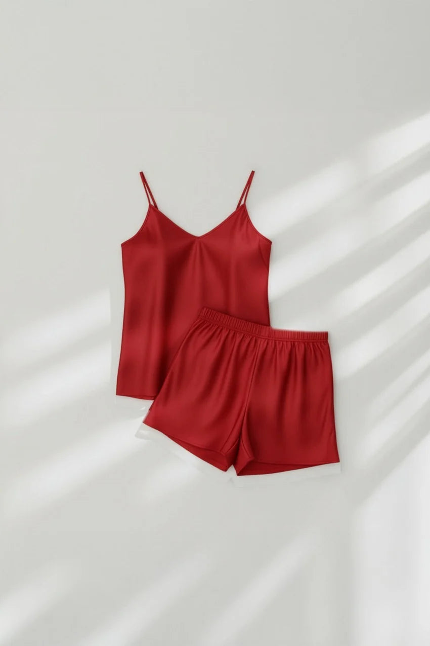 Midnight Camisole Silk PJ Set - Red