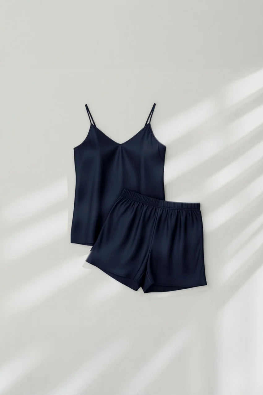Midnight Camisole Silk PJ Set - Navy