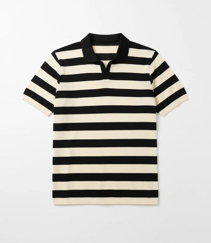 Johnny Collar Waffle Textured Polo - Black