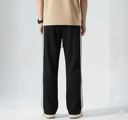 Side Stripe Embroidery Trouser - Black