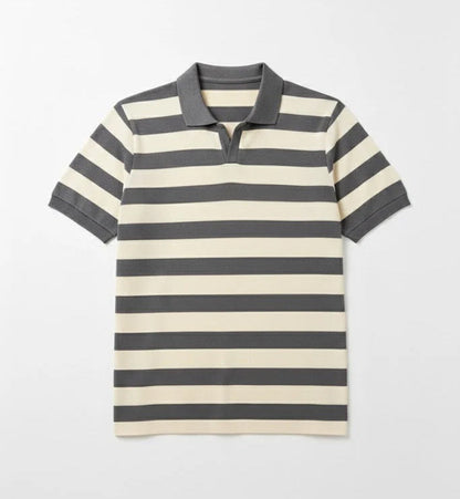 Johnny Collar Waffle Textured Polo - Grey