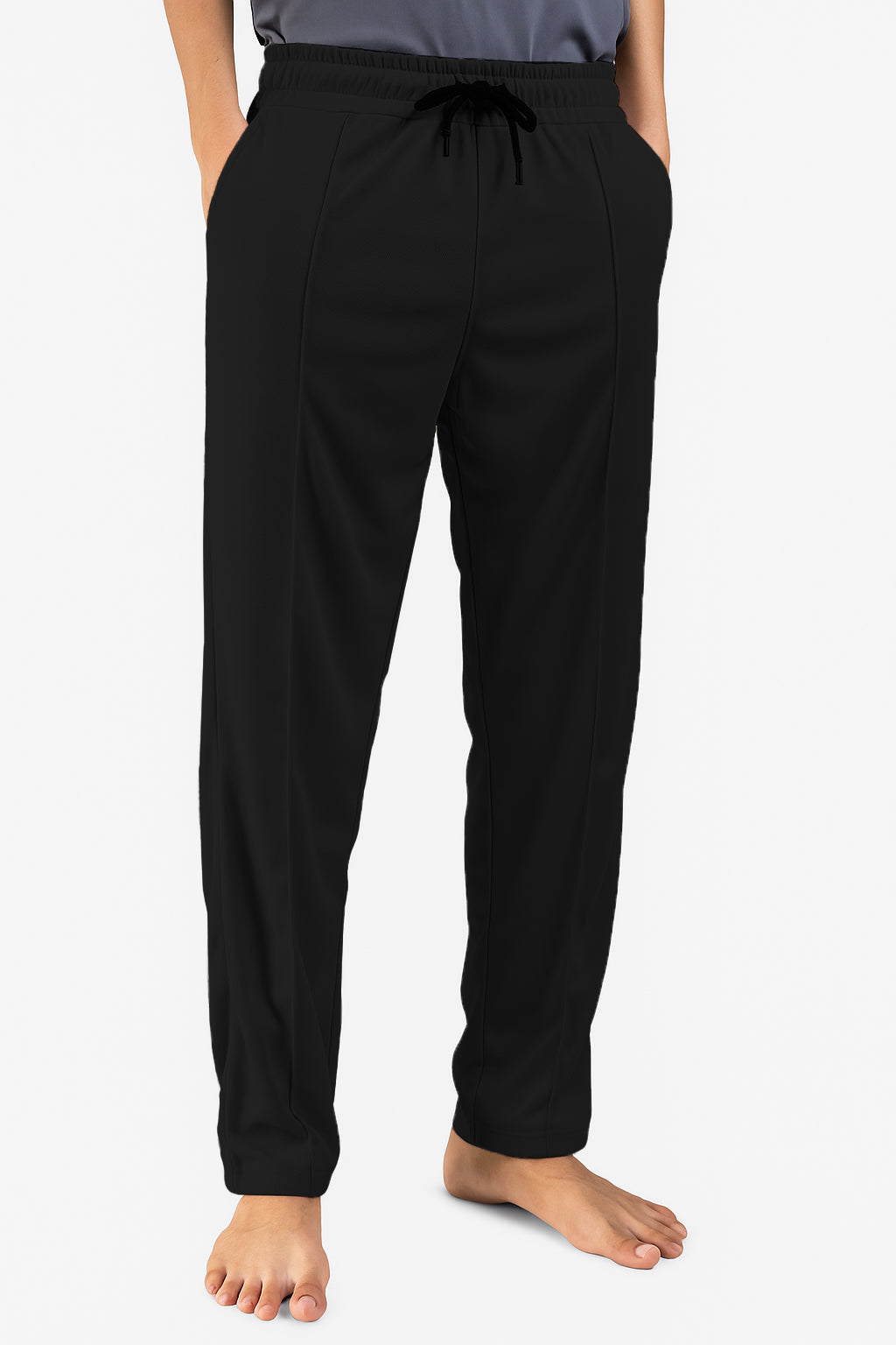 STRAIGHT FIT STRIPE TROUSER-BLACK