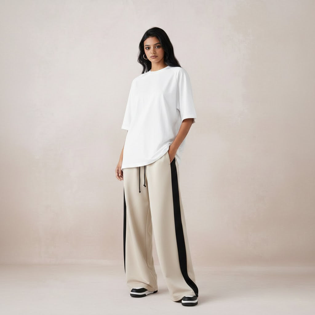 Dual-Tone Wide Leg Trouser