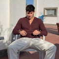 Waffle Knit Henley - Maroon