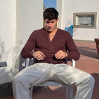 Waffle Knit Henley - Maroon