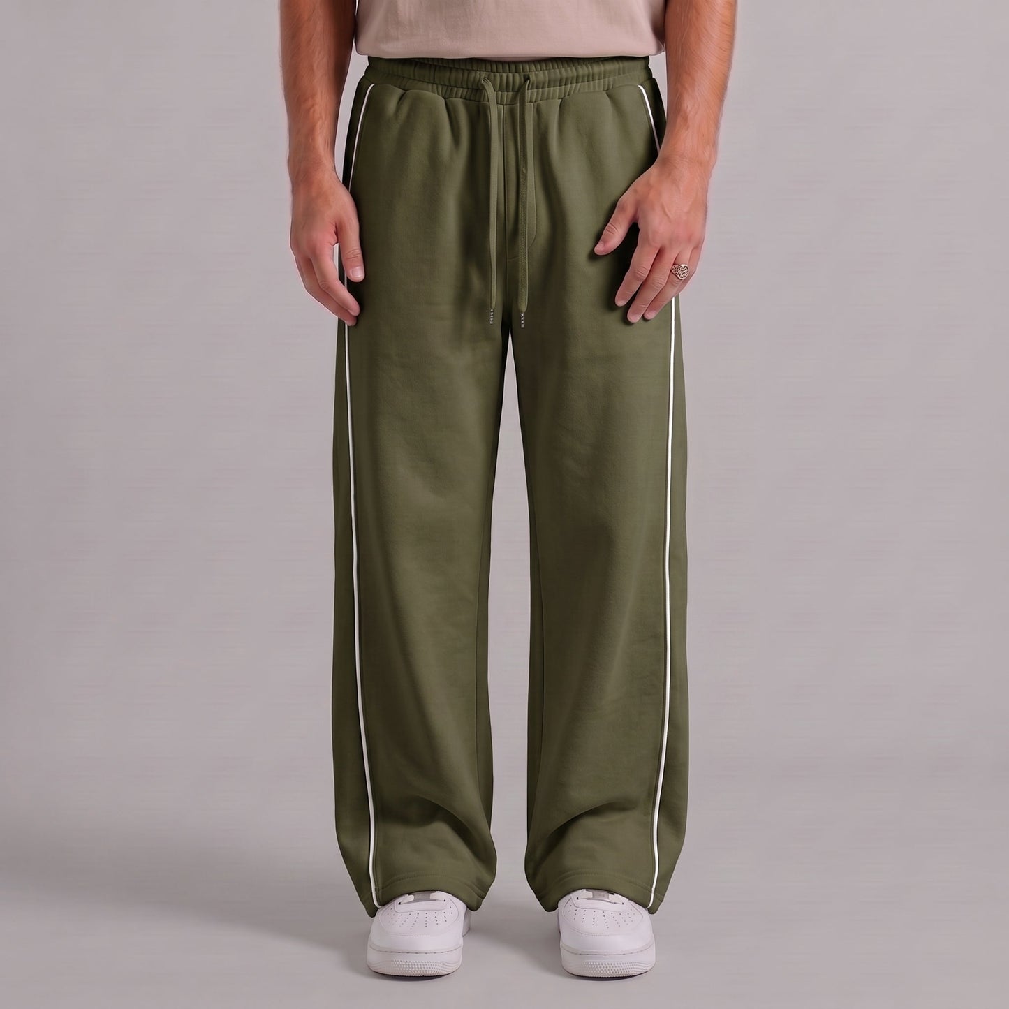 Classic Stripe Trouser - Olive Moss